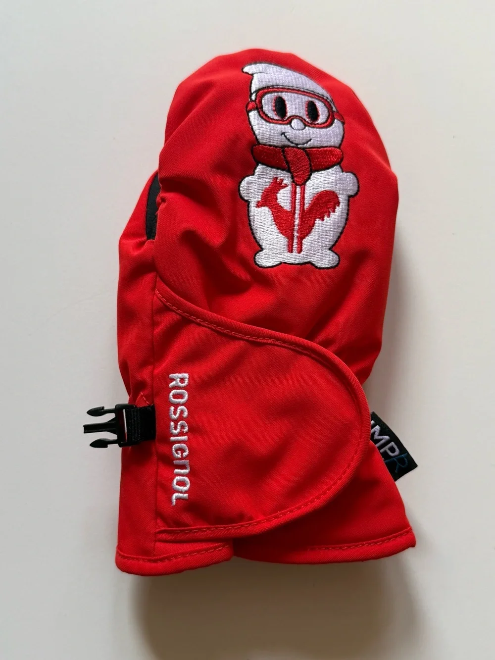 Rossignol Kids Unisex Red Waterproof Mittens with Character Embroidery - Size 4